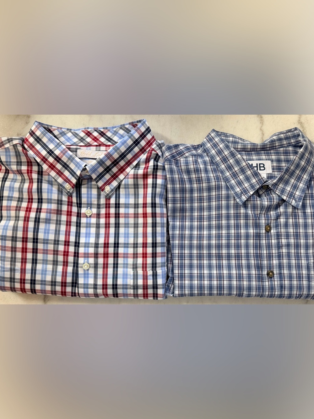 Roundtree & Yorke Plaid Shirt & Red, Blue & White button down shirts